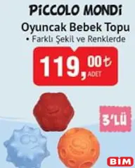 PİCCOLO MONDİ OYUNCAK BEBEK TOPU 3'LÜ